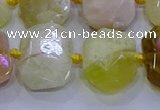 CNG5812 15.5 inches 10*14mm - 12*16mm faceted freeform yellow opal beads