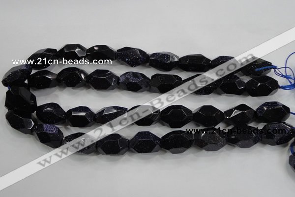 CNG582 15.5 inches 13*22mm faceted nuggets blue goldstone beads