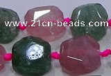 CNG5822 10*12mm - 10*14mm faceted freeform mixed strawberry quartz beads