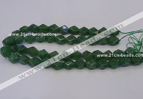 CNG5843 15.5 inches 14*15mm faceted nuggets green strawberry quartz beads