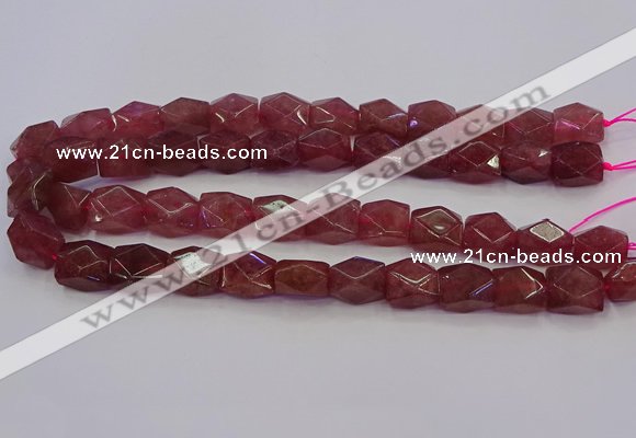 CNG5846 15.5 inches 14*15mm faceted nuggets strawberry quartz beads