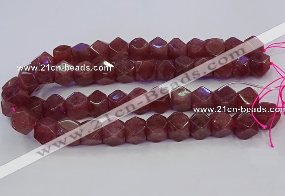 CNG5848 15.5 inches 14*15mm faceted nuggets strawberry quartz beads