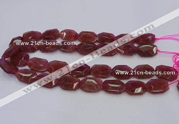 CNG5856 15*20mm - 20*25mm faceted freeform strawberry quartz beads