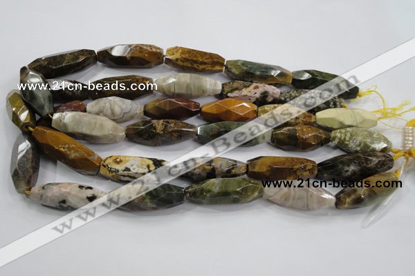 CNG586 15.5 inches 14*33mm faceted nuggets ocean agate beads