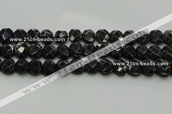 CNG5864 15.5 inches 8*12mm - 12*16mm faceted freeform black agate beads