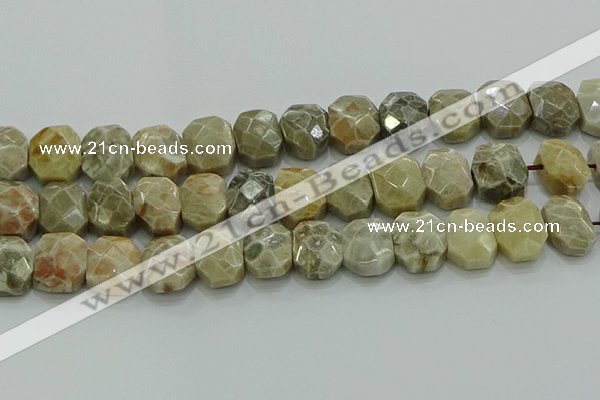 CNG5865 8*12mm - 12*16mm faceted freeform chrysanthemum agate beads