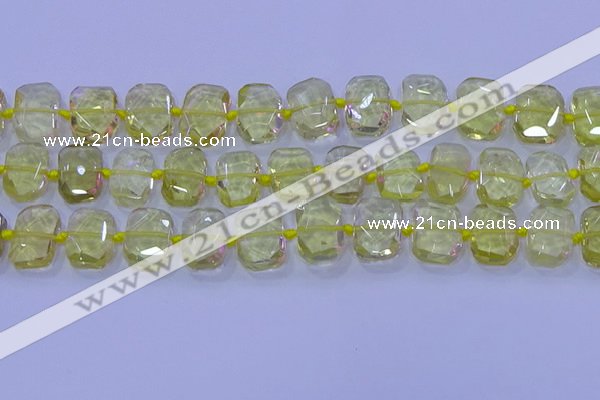 CNG5882 15.5 inches 10*14mm - 12*16mm faceted freeform lemon quartz beads