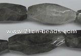 CNG590 12*30mm - 14*32mm faceted rice cloudy quartz nugget beads