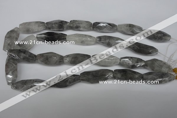 CNG590 12*30mm - 14*32mm faceted rice cloudy quartz nugget beads