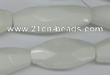 CNG591 12*30mm - 13*32mm faceted rice white porcelain nugget beads