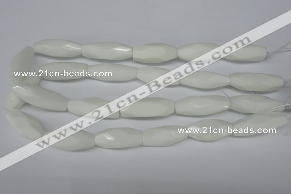 CNG591 12*30mm - 13*32mm faceted rice white porcelain nugget beads