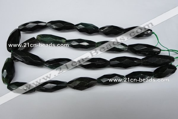 CNG593 13*30mm - 14*35mm faceted rice African prase jasper nugget beads