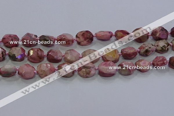 CNG5933 10*12mm - 10*14mm faceted freeform rhodochrosite beads