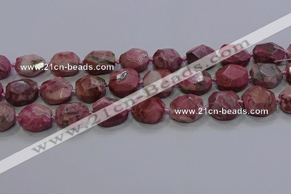 CNG5934 10*14mm - 12*16mm faceted freeform rhodochrosite beads