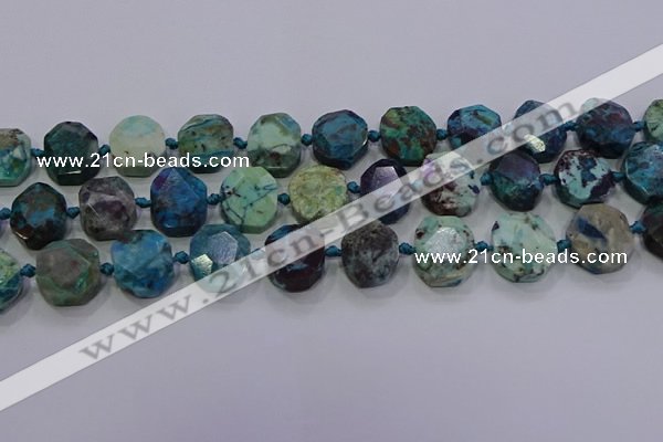 CNG5941 10*14mm - 12*16mm faceted freeform chrysocolla beads