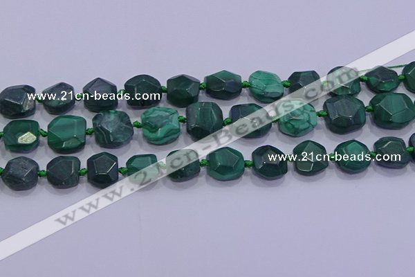 CNG5953 15.5 inches 10*12mm - 10*14mm faceted freeform malachite beads