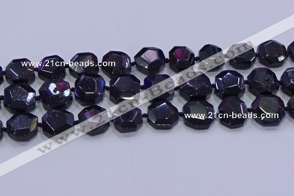 CNG5956 12*16mm - 15*18mm faceted freeform black tourmaline beads