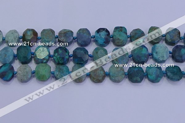 CNG5958 10*14mm - 12*16mm faceted freeform chrysocolla & turquoise beads