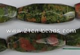 CNG596 13*35mm - 14*38mm faceted rice unakite nugget beads