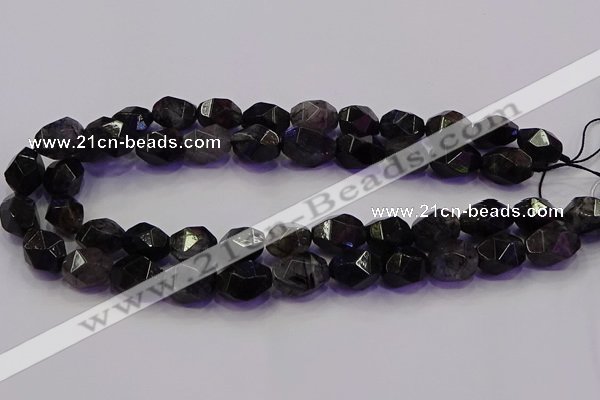 CNG5962 10*14mm - 12*16mm faceted nuggets black rutilated quartz beads