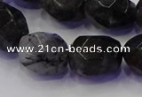 CNG5963 13*18mm - 15*20mm faceted nuggets black rutilated quartz beads