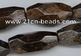 CNG599 13*28mm - 15*34mm faceted rice bronzite nugget beads