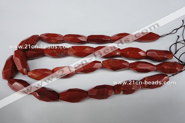 CNG602 12*28mm - 14*32mm faceted rice red jasper nugget beads