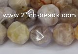 CNG6022 15.5 inches 12mm faceted nuggets silver needle agate beads