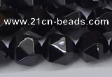 CNG6025 15.5 inches 12mm faceted nuggets black agate beads