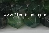 CNG6026 15.5 inches 12mm faceted nuggets moss agate beads