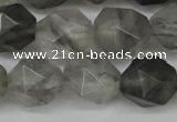 CNG6029 15.5 inches 12mm faceted nuggets cloudy quartz beads