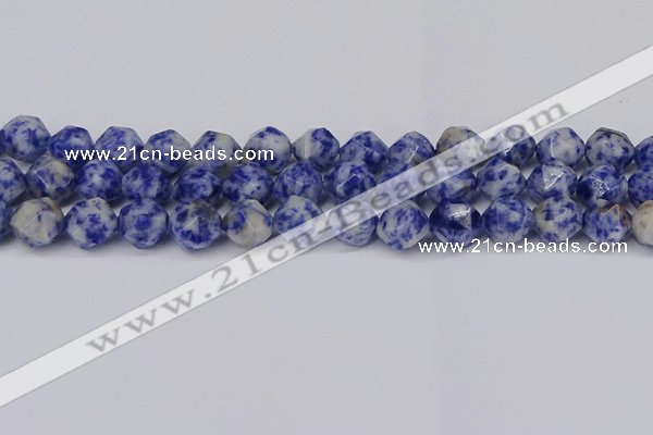 CNG6031 15.5 inches 12mm faceted nuggets blue spot stone beads