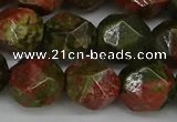 CNG6039 15.5 inches 12mm faceted nuggets unakite gemstone beads