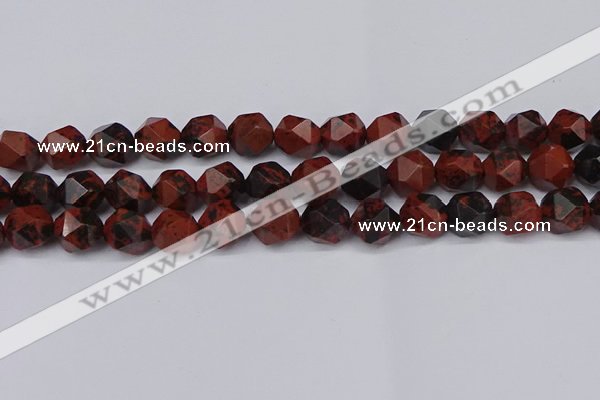 CNG6041 15.5 inches 12mm faceted nuggets mahogany obsidian beads