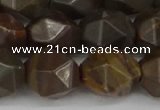 CNG6053 15.5 inches 12mm faceted nuggets coffee jasper beads