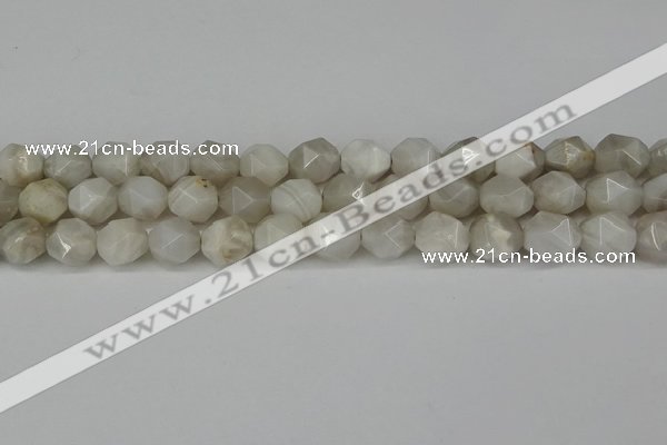 CNG6080 15.5 inches 8mm faceted nuggets grey agate beads