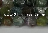 CNG6083 15.5 inches 8mm faceted nuggets moss agate beads