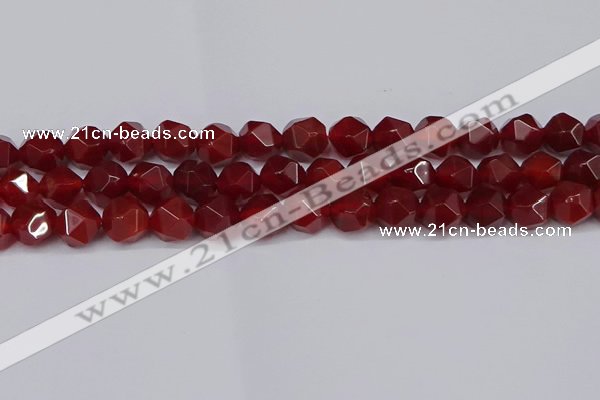 CNG6088 15.5 inches 8mm faceted nuggets red agate beads