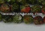 CNG6105 15.5 inches 8mm faceted nuggets unakite gemstone beads