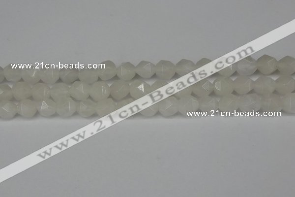 CNG6113 15.5 inches 8mm faceted nuggets white jade beads