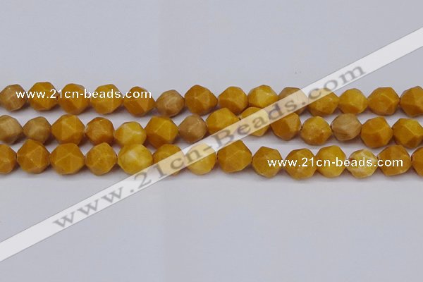 CNG6115 15.5 inches 8mm faceted nuggets yellow jade beads