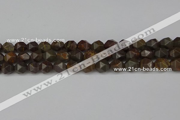 CNG6124 15.5 inches 8mm faceted nuggets coffee jasper beads