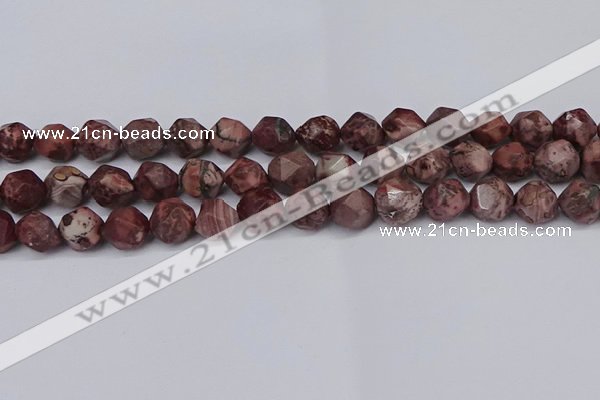 CNG6125 15.5 inches 8mm faceted nuggets red artistic jasper beads