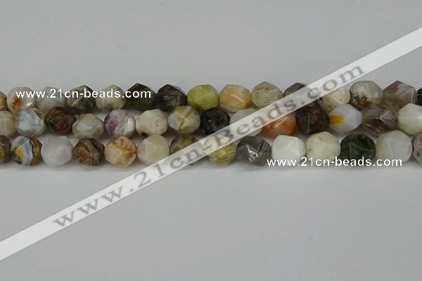 CNG6152 15.5 inches 10mm faceted nuggets silver needle agate beads