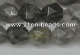 CNG6170 15.5 inches 10mm faceted nuggets cloudy quartz beads