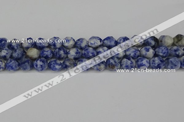 CNG6178 15.5 inches 10mm faceted nuggets blue spot stone beads