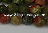 CNG6181 15.5 inches 10mm faceted nuggets unakite gemstone beads