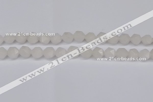 CNG6186 15.5 inches 10mm faceted nuggets white jade beads