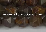 CNG6199 15.5 inches 10mm faceted nuggets coffee jasper beads