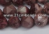 CNG6200 15.5 inches 10mm faceted nuggets red artistic jasper beads